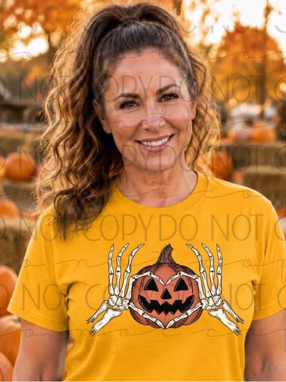 Women's Gildan Gold Halloween Pumpkin Graphic Tshirt Small-XL